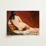 Nude Study of a Reclining Woman - William Etty Art Print / Canvas Classical Oil Painting Dark Hair White, Spilling, Yellow Casket Dressed,