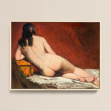 Nude Study of a Reclining Woman - William Etty Art Print / Canvas Framed Reproduction Classical Painting Nude Woman Long Dark William Etty,