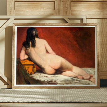 Nude Study of a Reclining Woman - William Etty Art Print / Canvas Framed Reproduction édouard Manet’s ?The Embrace”, Dark Hair Spilling, Y