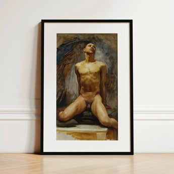 Nude Study of Thomas e Mckeller - Lámina artística de John Singer Sargent / Lienzo, 12x18’’ / 31x46cm / Marco negro / Paspartú, Pósters Impresiones &