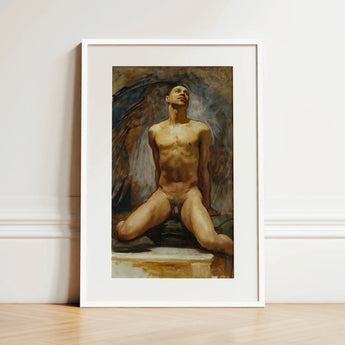 Nude Study of Thomas e Mckeller - Lámina artística de John Singer Sargent / Lienzo, 12x18’’ / 31x46cm / Marco blanco / Paspartú, Pósters Impresiones &