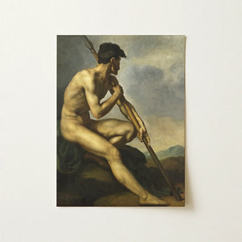 Nude Warrior with Spear - Theodore Gericault Art Print / Canvas, Prints