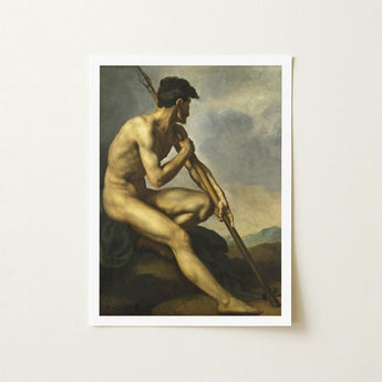 Nude Warrior with Spear - Theodore Gericault Art Print / Canvas, Prints
