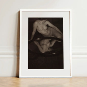 Nude Woman with Mirror - Clarence H. White Art Print / Canvas Black-and-white Framed Figure Reflected Water 20th-century Photography,