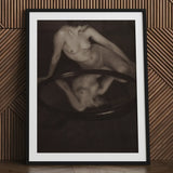 Nude Woman with Mirror - Clarence H. White Art Print / Canvas Black-framed Monochrome Photograph Two Figures 20th-century Photography,