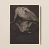 Nude Woman with Mirror - Clarence H. White Art Print / Canvas Framed Black-and-white Art Print Nude Figure Reflected Circular 20th-century