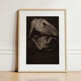 Nude Woman with Mirror - Clarence H. White Art Print / Canvas Minimalist Wooden-framed Black-and-white Art Print Nude Figure Reflected