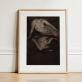 Nude Woman with Mirror - Clarence H. White Art Print / Canvas Minimalist Wooden-framed Black-and-white Figure Reflected 20th-century