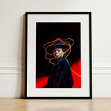 Nyx - Gay Witch Art Print / Canvas Framed Portrait Woman Black Hat Coat Accented Orange, Universe Woven, Endless Shadows Prints