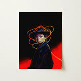 Nyx - Gay Witch Art Print / Canvas Portrait Woman Dark Hat Coat Framed Orange, Universe Woven, Endless Shadows Prints