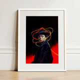 Nyx - Gay Witch Art Print / Canvas Framed Portrait Woman Black Hat Orange Light Trails, Universe Woven, Endless Shadows Prints
