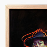Framed Canvas Print Stylized Portrait Michael Jackson Dark Gay Witch Art, Universe Woven, Endless Shadows