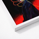 Framed Artwork Stylized Portrait Bold Red Black Tones Gay Witch Art, Universe Woven, Endless Shadows