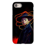 Nyx - Gay Witch Phone Case Iphone 8 / Matte Phone Case Stylized Portrait Person Hat Orange Lines Gay Witch, Modern Surrealism, Nyx,