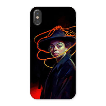 Nyx - Gay Witch Phone Case Iphone x / Matte Phone Case Stylized Portrait Person Hat Orange Lines Gay Witch, Modern Surrealism, Nyx,