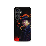 Nyx - Gay Witch Phone Case Samsung Galaxy S24 / Matte Black Phone Case Stylized Portrait Woman Dark Hat Gay Witch, Modern Surrealism, Nyx,