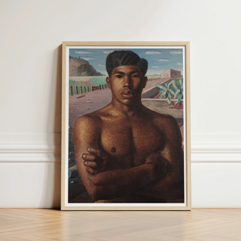 O Mestico - Candido Portinari Brazilian Art Print / Canvas Framed Portrait Muscular Shirtless Man Dark Skin Short Portinari’s, Identity