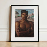 O Mestico - Candido Portinari Brazilian Art Print / Canvas Black-framed Portrait Shirtless Man Dark Hair Arms Crossed Portinari’s, Identity