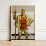 Oarsman - J.c. Leyendecker Art Print / Canvas Framed Painting Muscular Man Orange Tank Beige Shorts, Prints