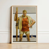 Oarsman - J.c. Leyendecker Art Print / Canvas Framed Painting Muscular Man Orange Tank White Shorts, Prints