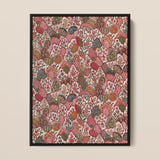 Oberkampf & Cie Floral Pattern Fabric Art Print / Canvas, 12x16’’ / 31x41cm / Black Frame, Posters Prints Visual Artwork, Toby Leon