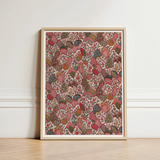Oberkampf & Cie Floral Pattern Fabric Art Print / Canvas Framed Artwork Dense Intricate Stylized Fruits Foliage Ancien Régime, Vintage