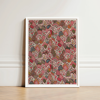 Oberkampf & Cie Floral Pattern Fabric Art Print / Canvas Framed Artwork Dense Intricate Stylized Fruits Foliage Ancien Régime, Vintage
