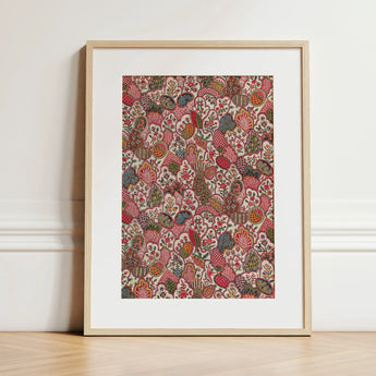 Oberkampf & Cie Floral Pattern Fabric Art Print / Canvas Framed Artwork Dense Intricate Stylized Birds Foliage Ancien Régime, Vintage Prints