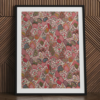 Oberkampf & Cie Floral Pattern Fabric Art Print / Canvas Framed Artwork Vibrant Intricate Stylized Fruits Ancien Régime, Vintage Prints
