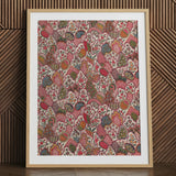 Oberkampf & Cie Floral Pattern Fabric Art Print / Canvas Framed Artwork Vibrant Intricate Pattern Stylized Fruits Floral Ancien Régime,