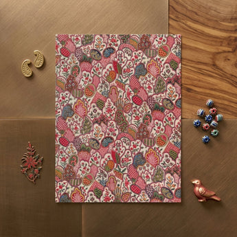 Oberkampf & Cie Floral Pattern Fabric Art Print / Canvas Rectangular Notebook Vibrant Intricate Floral Paisley Pattern Shades Ancien