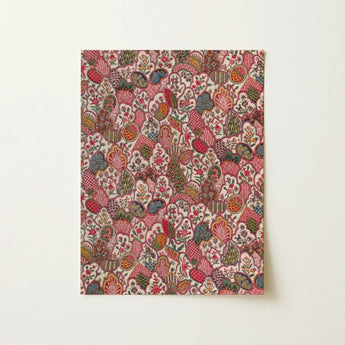 Oberkampf & Cie Floral Pattern Fabric Art Print / Canvas Rectangular Piece Intricately Patterned Dense Whimsical Design Ancien Régime,
