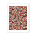 Oberkampf & Cie Floral Pattern Fabric Art Print, Framed Floral Pattern Artwork Pink Red Brown Botanical