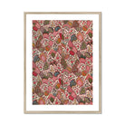 Oberkampf & Cie Floral Pattern Fabric Art Print, Framed Floral Pattern Artwork Red Pink Brown Orange