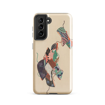 Obi Sashes - Kamisaka Sekka Phone Case Samsung Galaxy S21 / Matte Beige Vibrant Patchwork-style Illustration Abstract High-heeled
