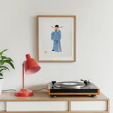 Official - Qing Dynasty Fashion Art Print / Canvas Framed Illustration Figure Traditional East Asian Blue Robes Qing Dynasty Manchu,