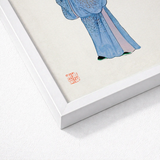 Framed Artwork Figure Blue Lavender Traditional Robes Intricate Qing Dynasty Manchu, Chinese Bureaucratic Splendor, Fashion Art