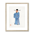 Official - Qing Dynasty Fashion Art Print, Traditional Chinese Painting Scholar Light Blue Robe Official’s