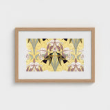 Oiseaux-mouches et Orchidées - Maurice Pillard Verneuil Print / Canvas Framed Art Symmetrical Pattern Stylized White Purple, Verneuil’s,