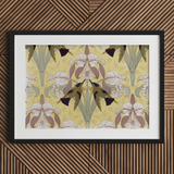 Oiseaux-mouches et Orchidées - Maurice Pillard Verneuil Print / Canvas Framed Art Print Symmetrical Design Stylized White Purple Maurice