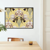 Oiseaux-mouches et Orchidées - Maurice Pillard Verneuil Print / Canvas Framed Artwork Pattern Stylized White Purple Irises Green Maurice
