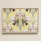 Oiseaux-mouches et Orchidées - Maurice Pillard Verneuil Print / Canvas Framed Artwork Symmetrical Design Stylized White Purple Irises,
