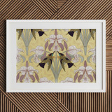 Oiseaux-mouches et Orchidées - Maurice Pillard Verneuil Print / Canvas White-framed Art Print Symmetrical Design Stylized Irises