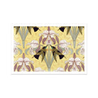 Oiseaux-mouches et Orchidées - Maurice Pillard Verneuil Print, Floral Pattern Iris Flowers White Brown Green Yellow