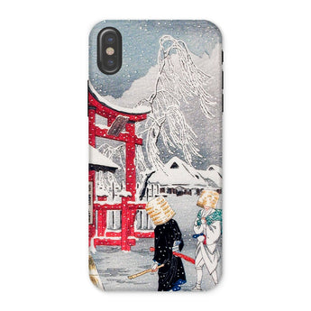 Okabe in Snow - Hiroaki Takahashi Phone Case Iphone x / Matte Phone Case Traditional Japanese Winter Artwork Red Torii Hiroaki Takahashi,