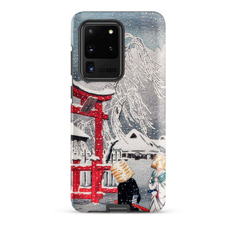 Okabe in Snow - Hiroaki Takahashi Phone Case Samsung Galaxy S20 Ultra / Matte Phone Case Traditional Japanese Snowscape Vibrant Red Torii