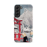 Okabe in Snow - Hiroaki Takahashi Phone Case Samsung Galaxy S22 Plus / Matte Phone Case Traditional Japanese Woodblock Print Design Vibrant