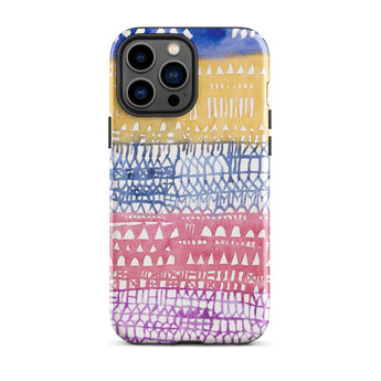 Old City - Paul Klee Phone Case Iphone 13 Pro Max / Gloss Vibrant Watercolor-patterned Phone Case Horizontal Bands Blue Yellow Paul Klee
