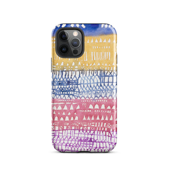 Old City - Paul Klee Phone Case Iphone 12 Pro / Gloss Vibrant Watercolor-patterned Phone Case Horizontal Bands Blue Yellow Paul Klee Iphone