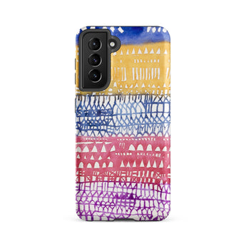 Old City - Paul Klee Phone Case Samsung Galaxy S21 Fe / Matte Vibrant Watercolor-patterned Phone Case Horizontal Bands Blue Yellow Paul